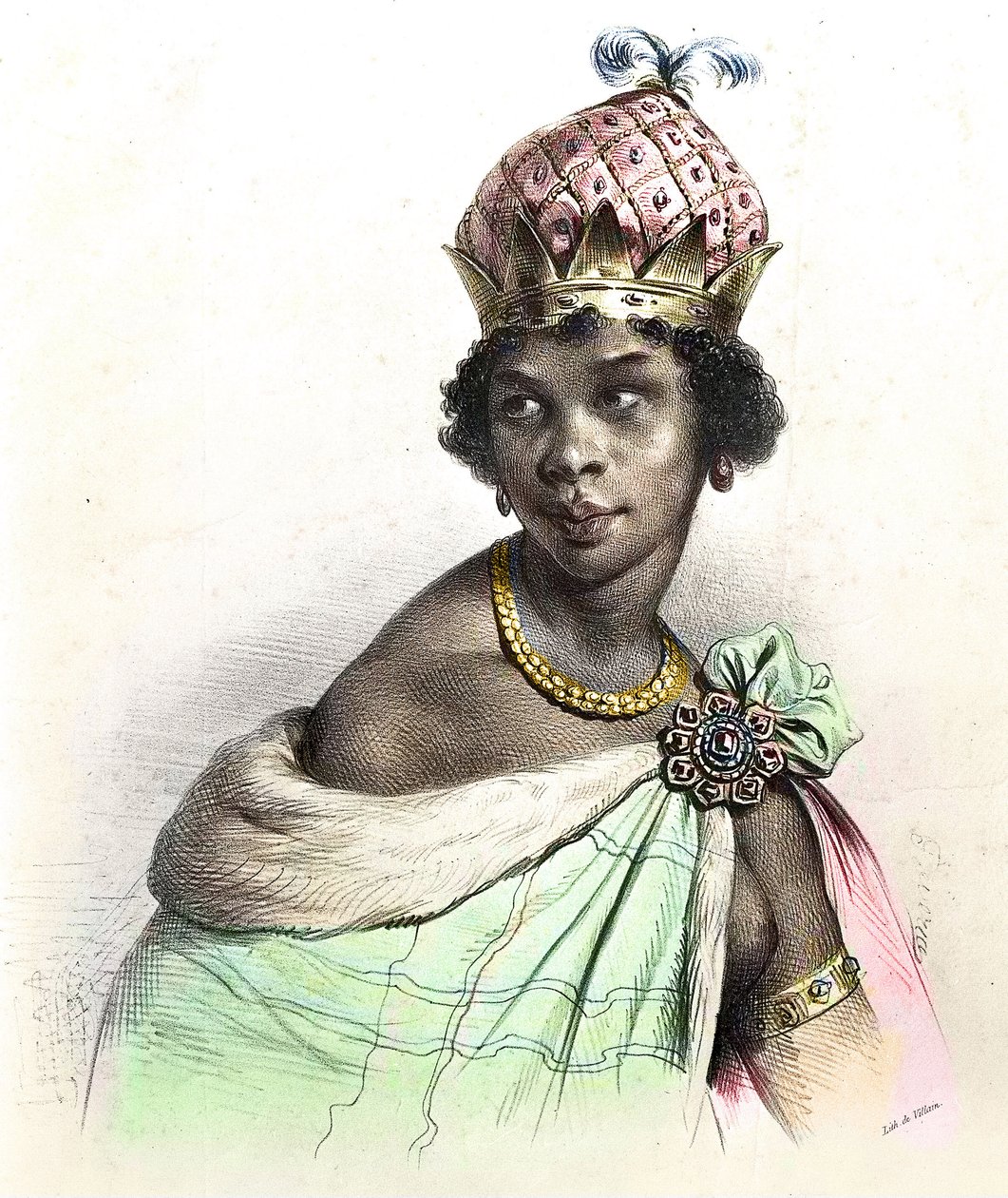 Portrét královny Anny Nzinga nebo Ana de Sousa Nzinga Mbande - Anna Nzinga, Ana de Sousa Nzinga Mbande nebo Njinga Mbandi - Nzinga du Ndongo et Matamba - "" Ginga, Rainha Quilombola de Matamba e Angola "" od Unknown artist