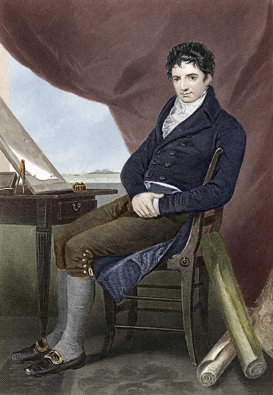 Portrét Roberta Fultona (1765 - 1815), amerického lodního mechanika (Nautilus). Rytina 19. století. od Unknown artist
