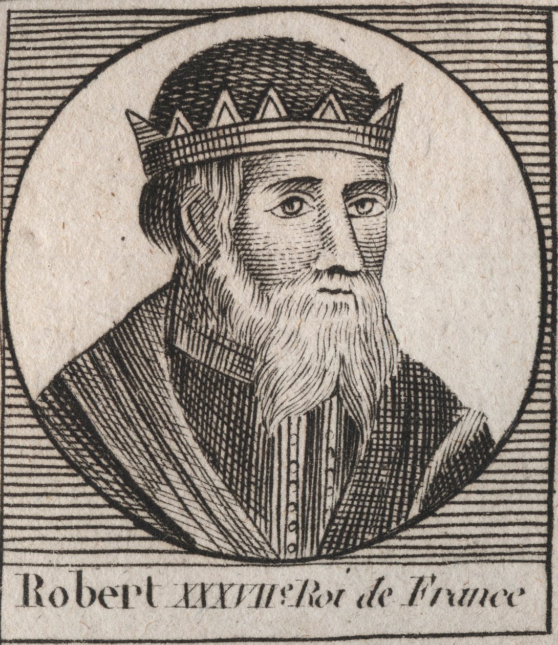 Portrét Roberta I. (866--923), krále Západní Francie v letech 922 až 923, rytina z „Instruction sur l
