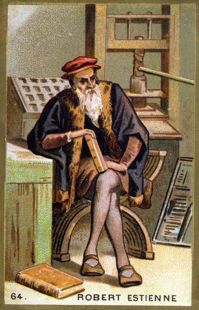 Portrét Roberta I. Estienna (1498 - 1559), humanisty, vydavatele a tiskaře. Chromolitografie 19. století. od Unknown artist
