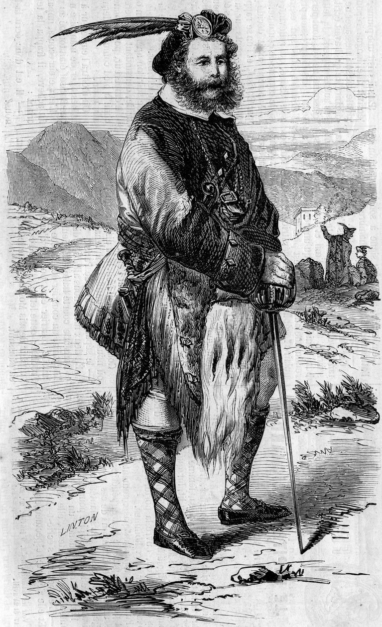 Portrét Roualeyn George Gordon Cumming (1820-1866), skotský cestovatel a lovec lvů. Rytina od Lintona v „“The Illustrous World”” č. 56 z 8. května 1858. od Unknown artist