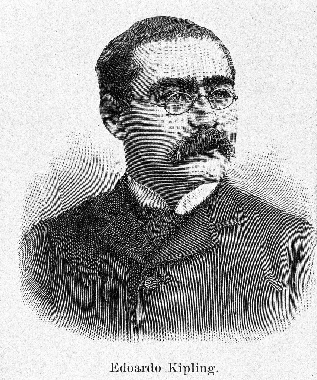 Portrét Rudyarda Kiplinga (1865-1936), britského romanopisce a básníka, rytina 19. století. od Unknown artist