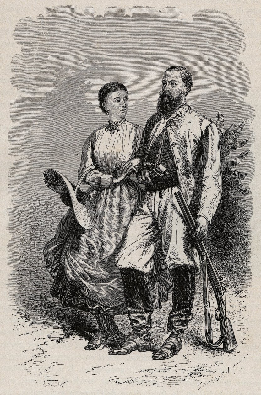 Portrét SAMUEL WHITE BAKER (1821-1893) anglický cestovatel a lady Florence Baker (1841-1916) od Unknown artist