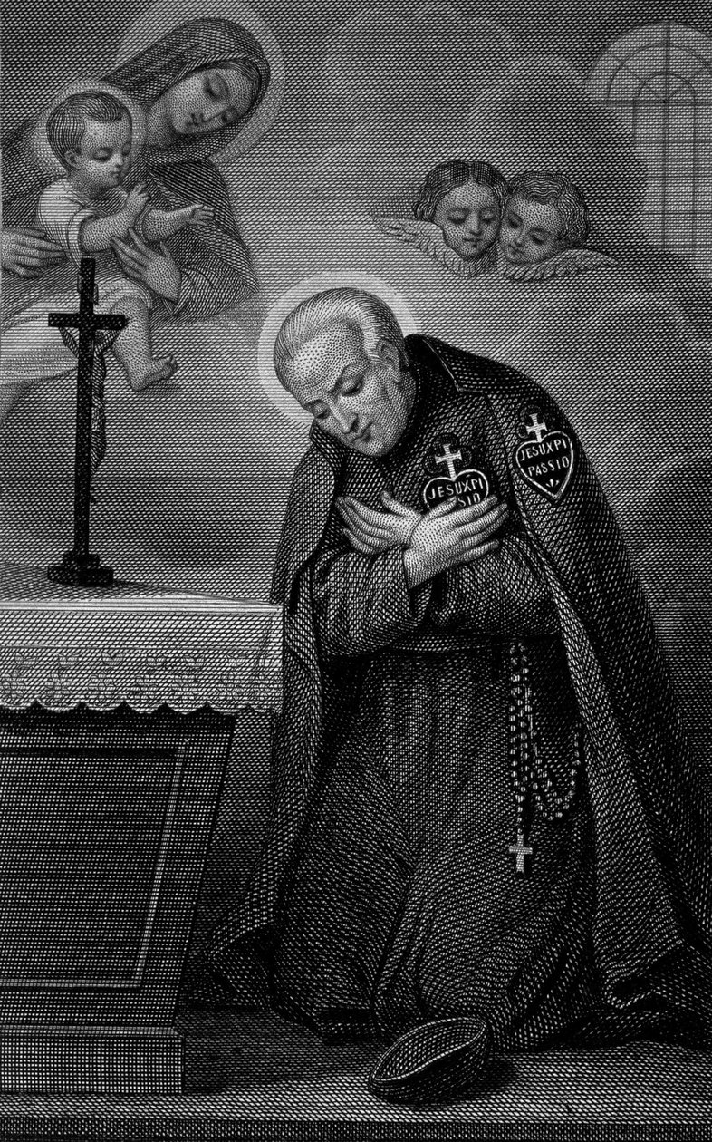 Portrét svatého Pavla od Kříže. Rytina 19. století. od Unknown artist