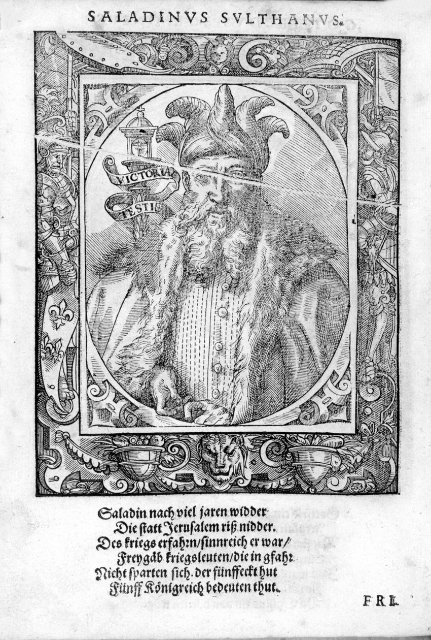 Portrét F Saldina (1138-1193) (Salih Al Din Yusuf Al Ayyubi (Al Ayoubi). od Unknown artist
