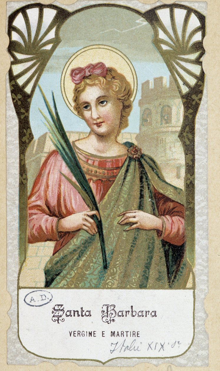 Portrét „“ Santa Barbara vergine e martire“, italský zbožný obraz od Unknown artist
