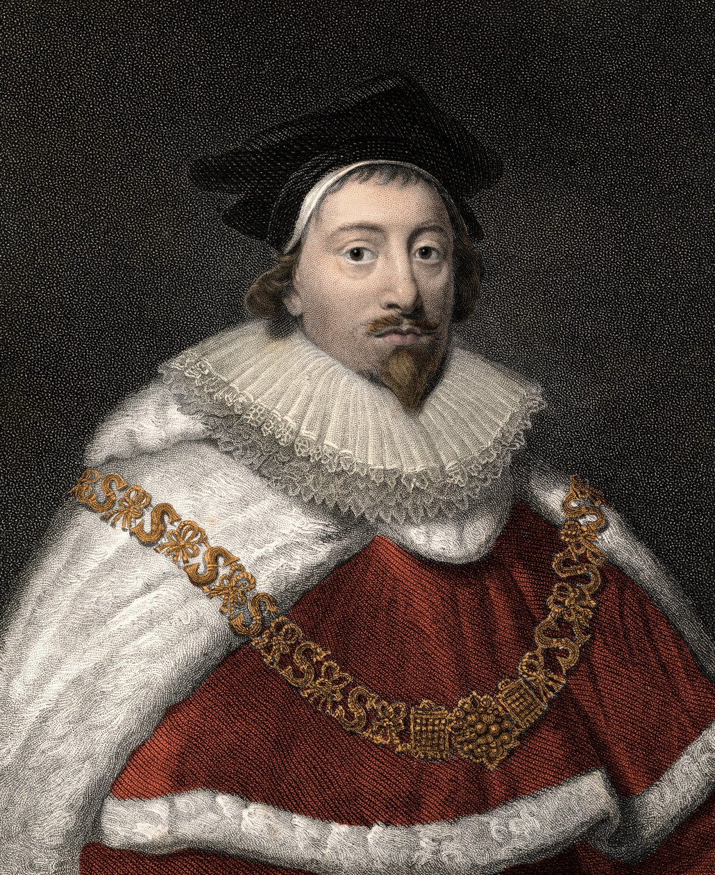 Portrét sira Edwarda Cokea (1552-1634), anglický právní poradce - barevná rytina 19. století od Unknown artist