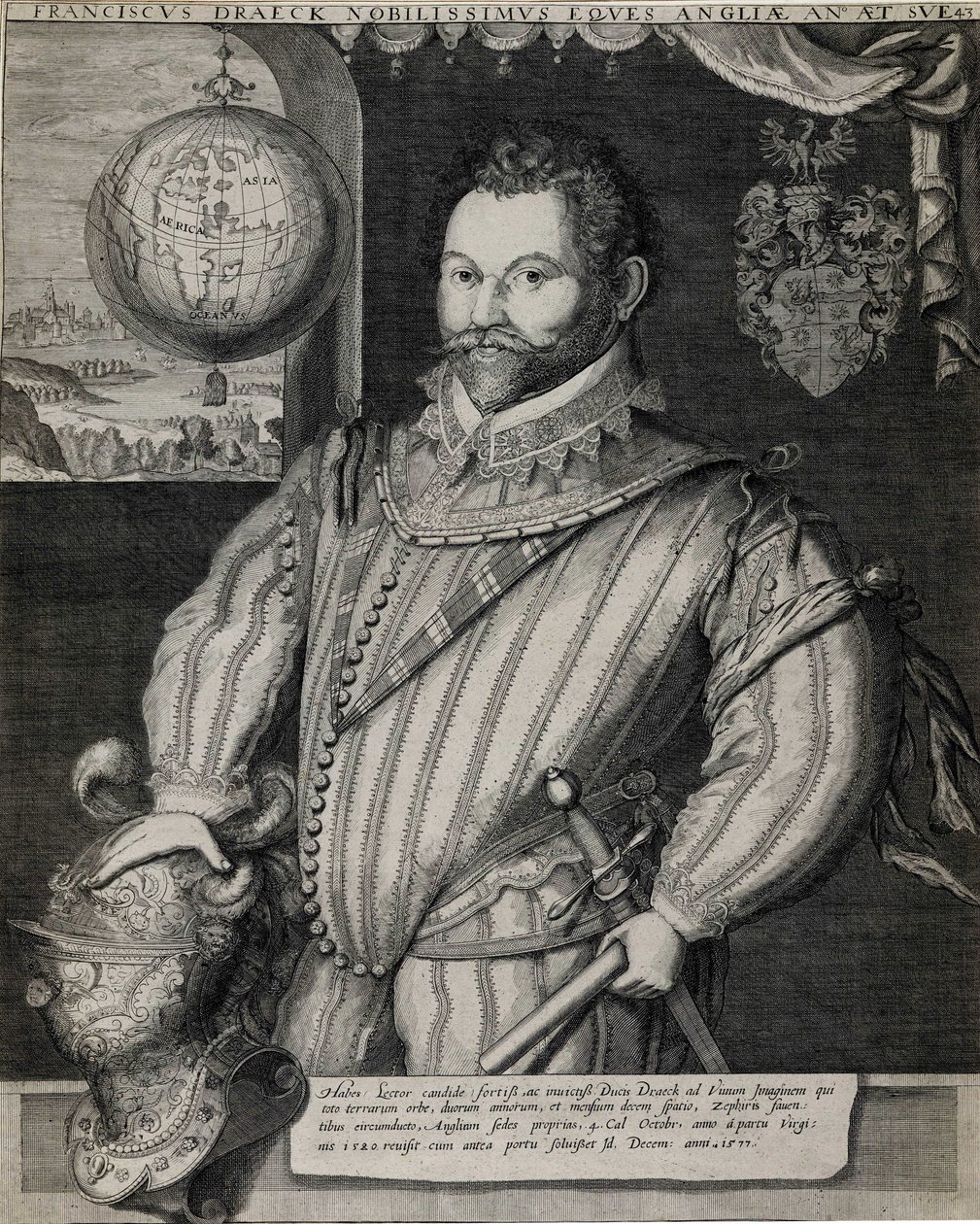 Portrét sira Francise Drakea (asi 1540-1596), anglického mořeplavce. od Unknown artist