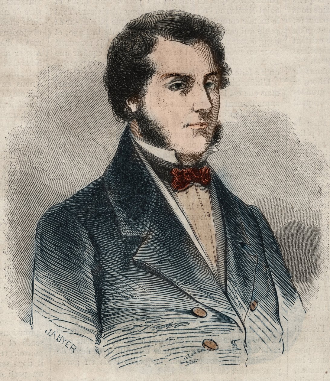 Portrét Sira Jamese Brooka, známého jako Rádža ze Sarawaku (1803-1868) Britský dobrodruh, první bílý rádž ze Sarawaku. Rytina v „Le Monde illustrious““ z roku 1857. Soukromá sbírka. od Unknown artist