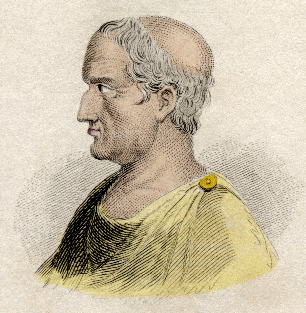 Portrét Solona, zákonodárce a básníka Athén (asi 640-asi 588 př. n. l.)“. Rytina 19. století. od Unknown artist