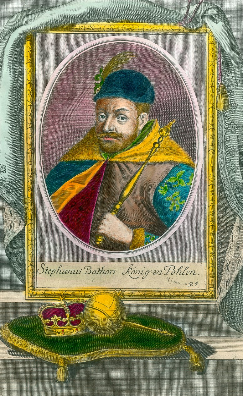 Portrét polského krále Štěpána Báthoryho (1533-1586). Rytina 16. století. Soukromá sbírka. od Unknown artist