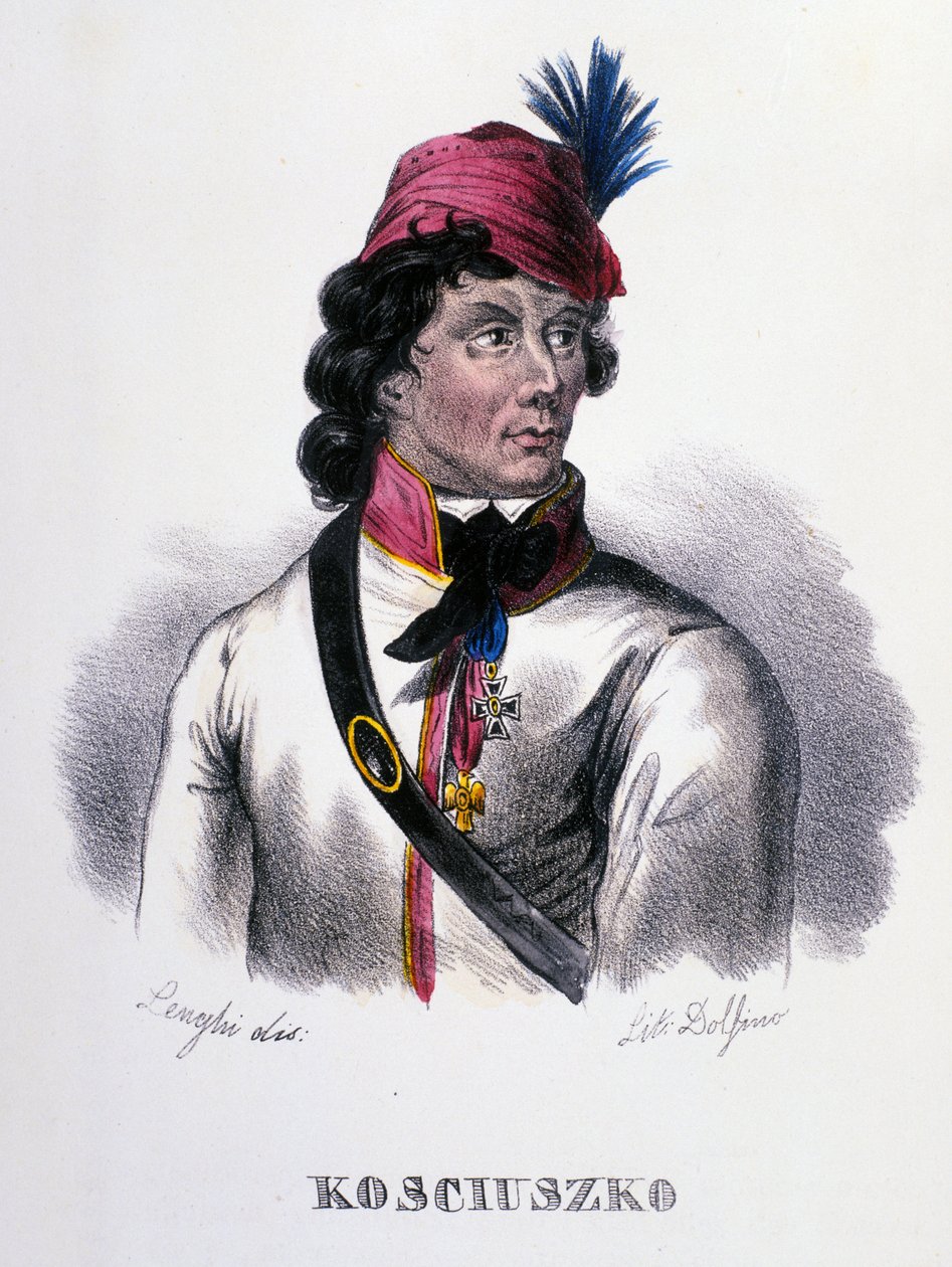 Portrét Tadeáše (Tadeusze) Kosciuszka (Kosciusko) polského vojáka (1746-1817). Rytina 19. století od Unknown artist