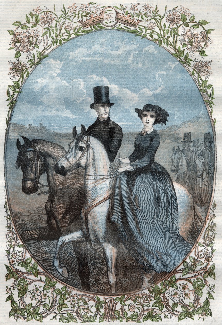 Portrét jejich královských výsostí princezna Viktorie (1840-1901) (dcera královny Viktorie) a korunní princ Frederick William Pruský (1831-1888). Rytina z roku 1858. od Unknown artist