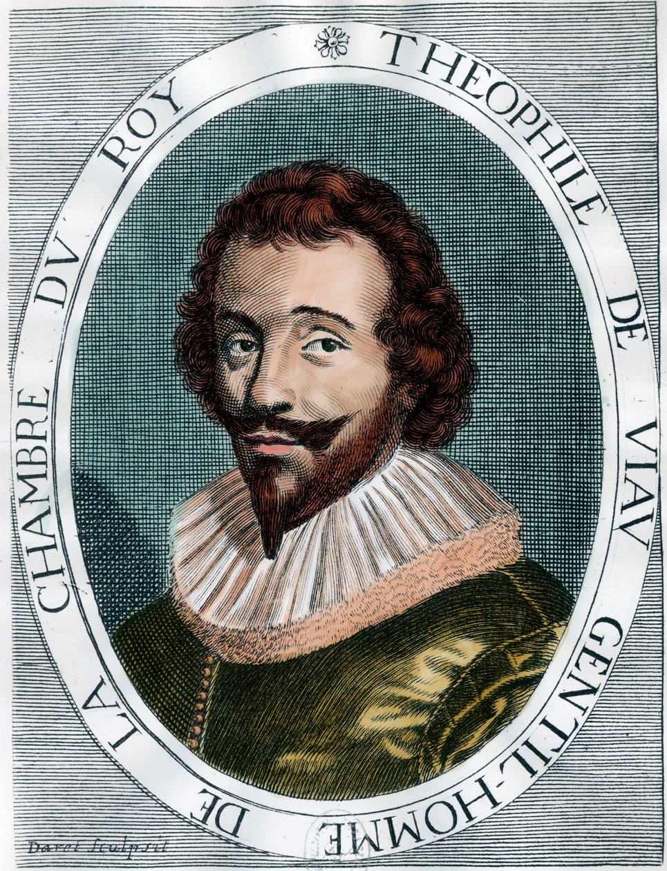 Portrét Theophile De Viau (1590 - 1626), básník francais. Rytina 17. století. Soukromá sbírka. od Unknown artist