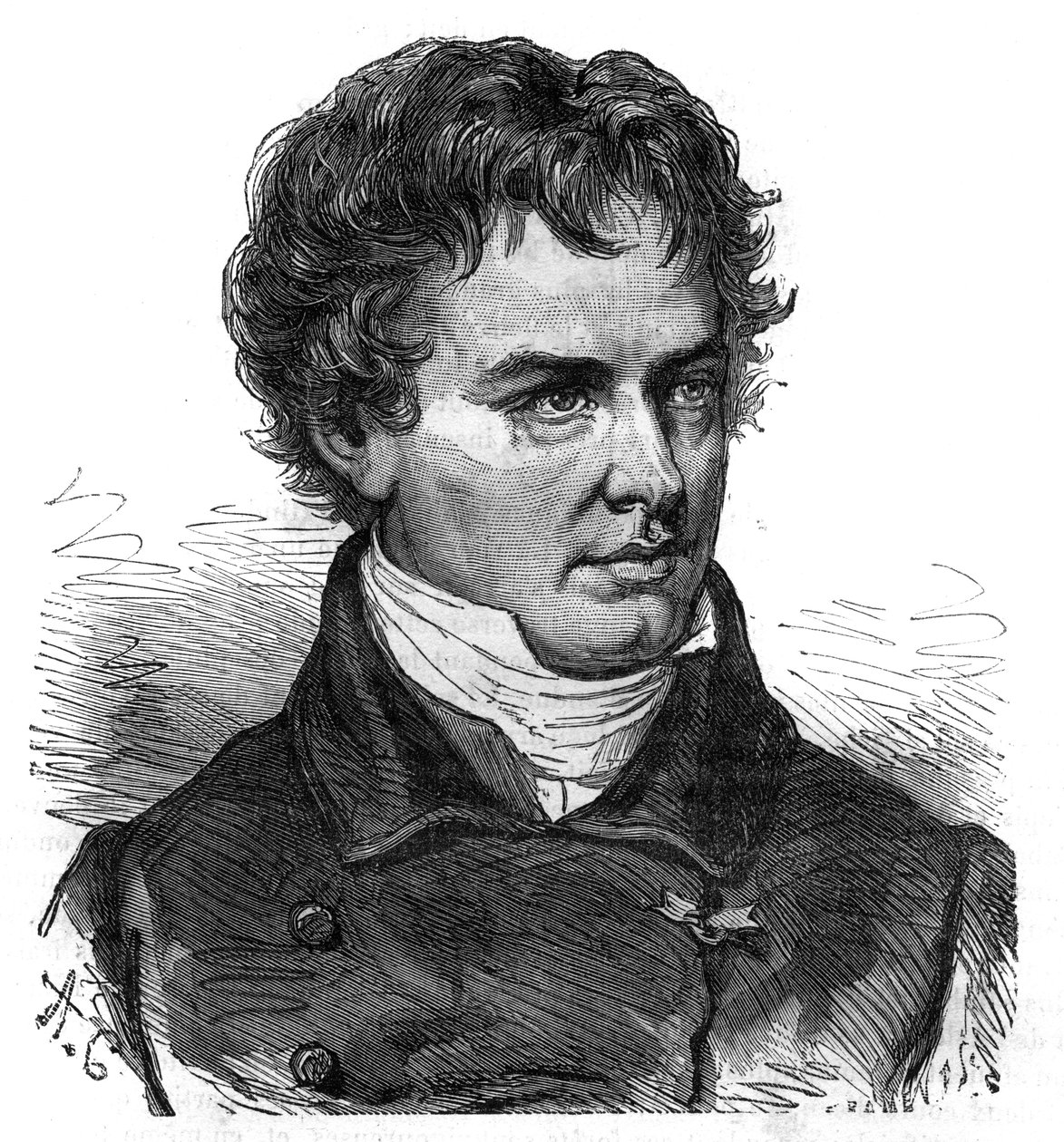 Portrét Victora Jacquemonta (1801 - 1832), francouzského botanika a cestovatele - rytina v „Malebné historii velkých plaveb v devatenáctém století““. 1877 od Unknown artist