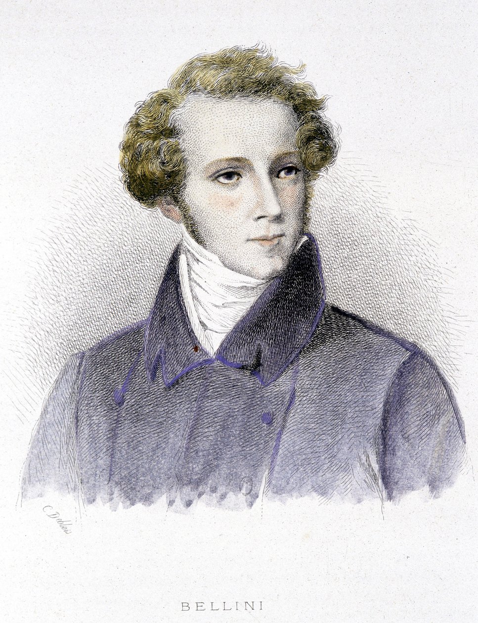 Portrét Vincenza Belliniho, italského skladatele (1801-1835) - rytina od Unknown artist