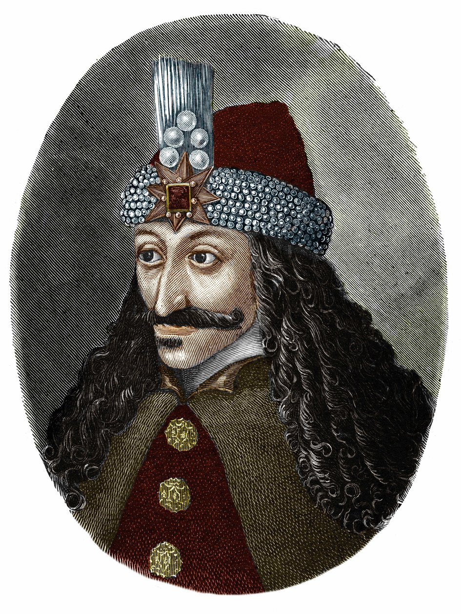 Portrét Vlada Tepese III napichovače nebo Drákuly (1431-1476), který inspiroval Brama Stokera k postavě Drákuly, románu napsaného v roce 1897. od Unknown artist