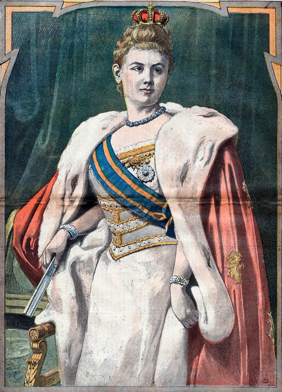 Portrét Wilhelminy, nizozemské královny v letech 1890-1948 (tisk) od Unknown Artist