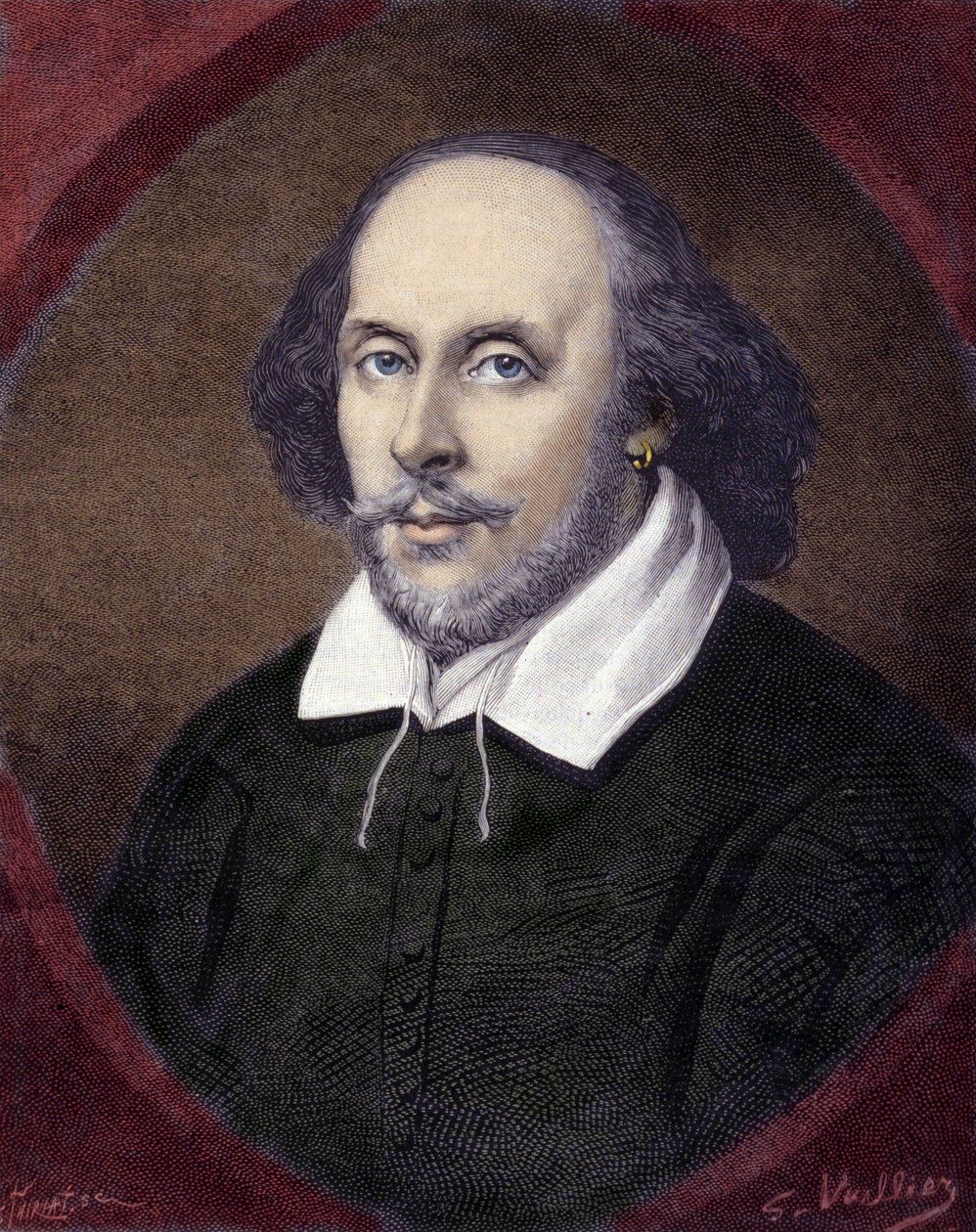 Portrét Williama Shakespeara (1564-1616), anglického dramatika. od Unknown artist