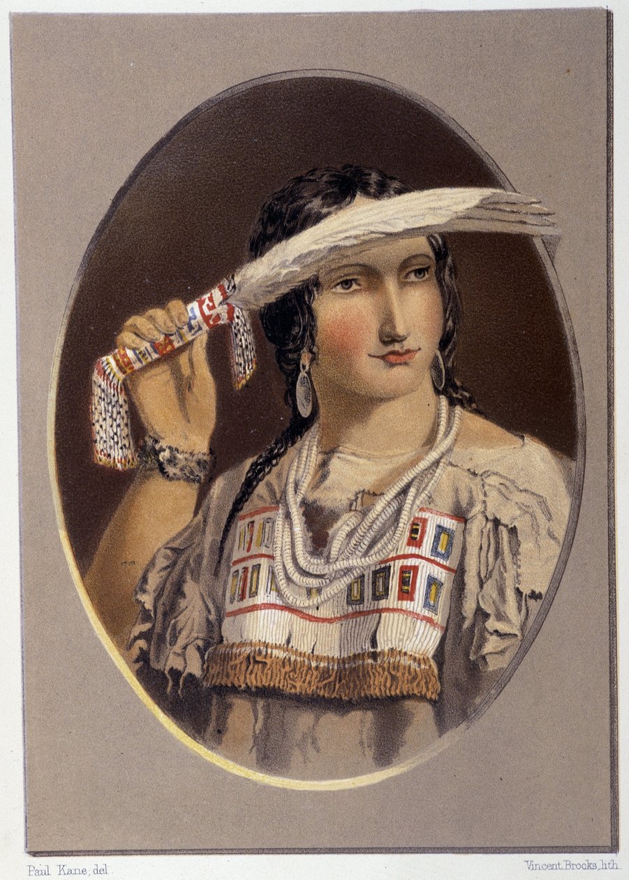 Portrét smíšeného Inda - v „“ Putování umělce mezi indiány Severní Ameriky““ od Paul Kane, Longmans & Roberts, Londýn od Unknown artist