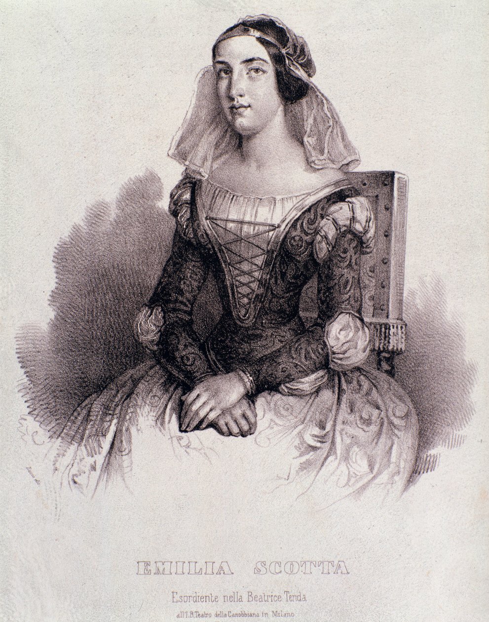 Portrét zpěvačky Emilia Scotta v opeře Beatrice de Tende od Unknown artist