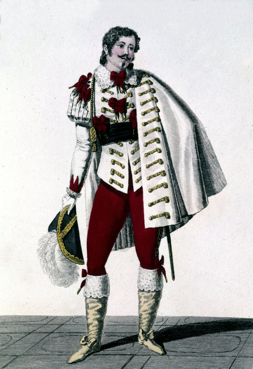 Portrét tenoristy Louise Antoina Poncharda (1787 - 1866) v roli hraběte z Lisbergu v Auberově „Sníh“ nebo „Nový Ewinard“ od Unknown artist