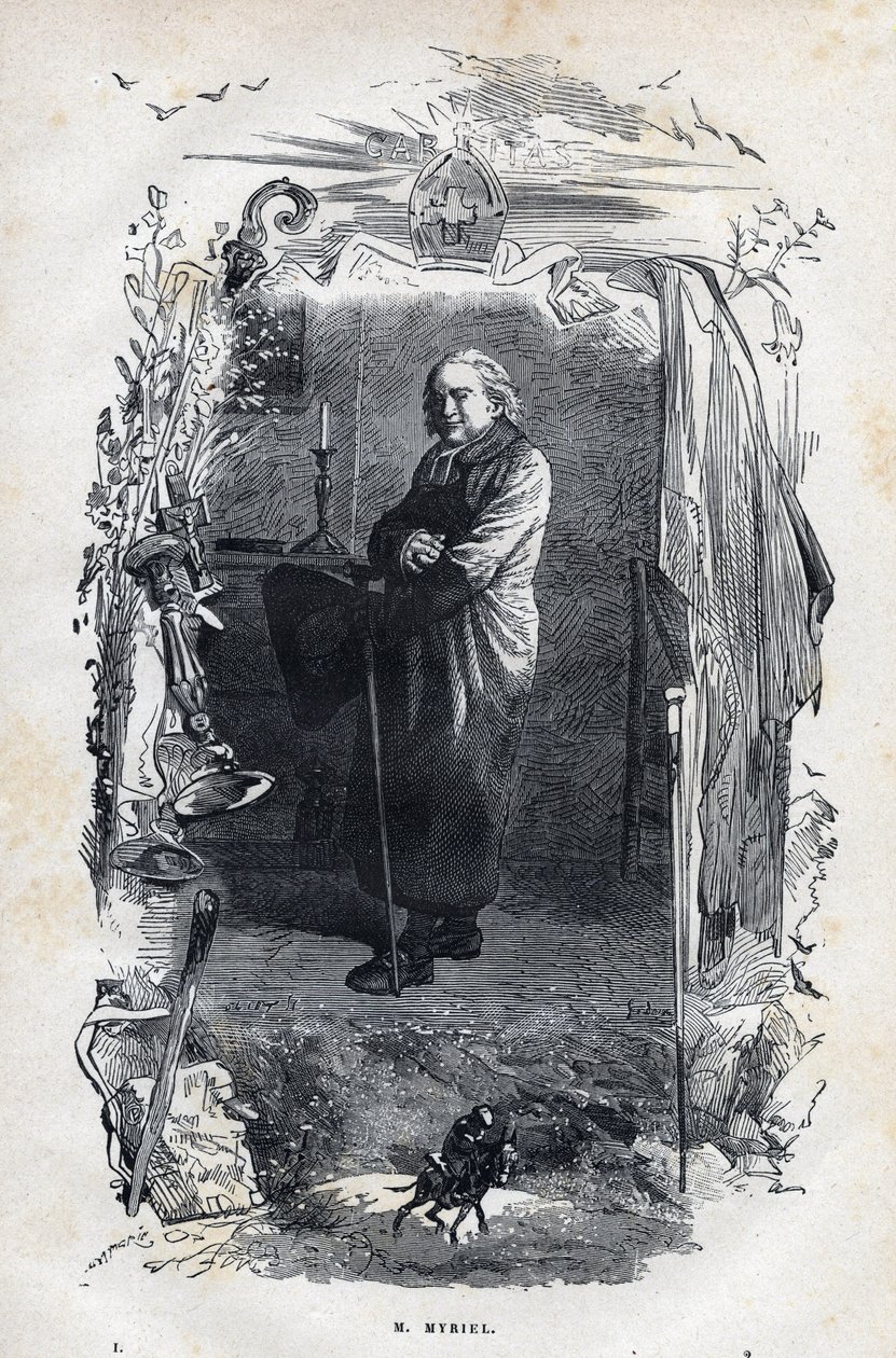 Portrét Eveque Myriel - ilustrace Gustava Briona (1824-1877) pro „The Miserables - First Part: Fantine“ od Victora Huga (1802-1885) 1862 od Unknown artist
