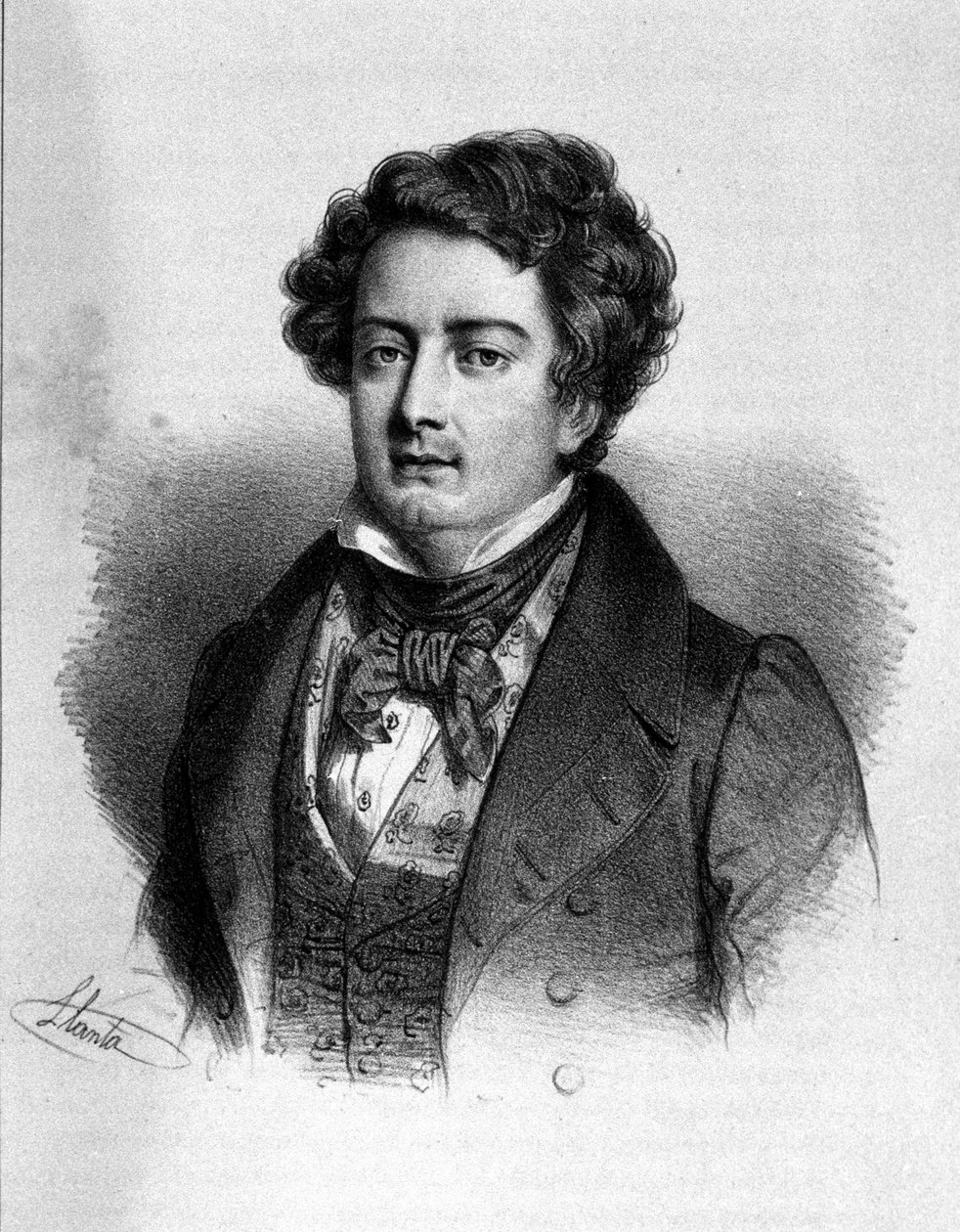 Portrét francouzského tenoristy Adolpha Nourrita (1802 - 1839). od Unknown artist