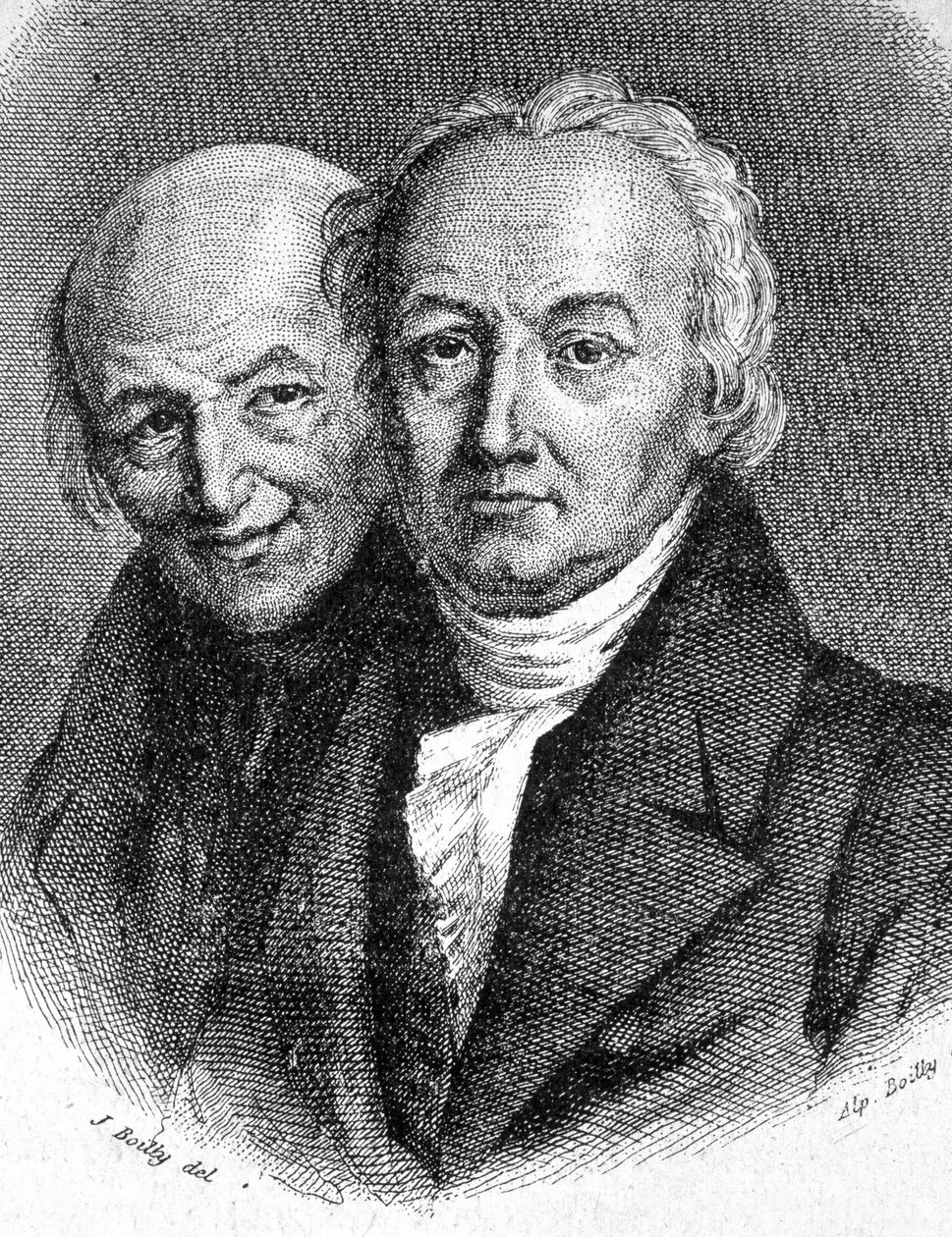 Portrét bratří Hauyů: Abbe Rene Just Hauy (1743 - 1822), francouzský mineralog, a Valentin Hauy (1745 - 1822), francouzský pedagog - v „“ Les Contemporains“, n.d. konec 19. století. od Unknown artist