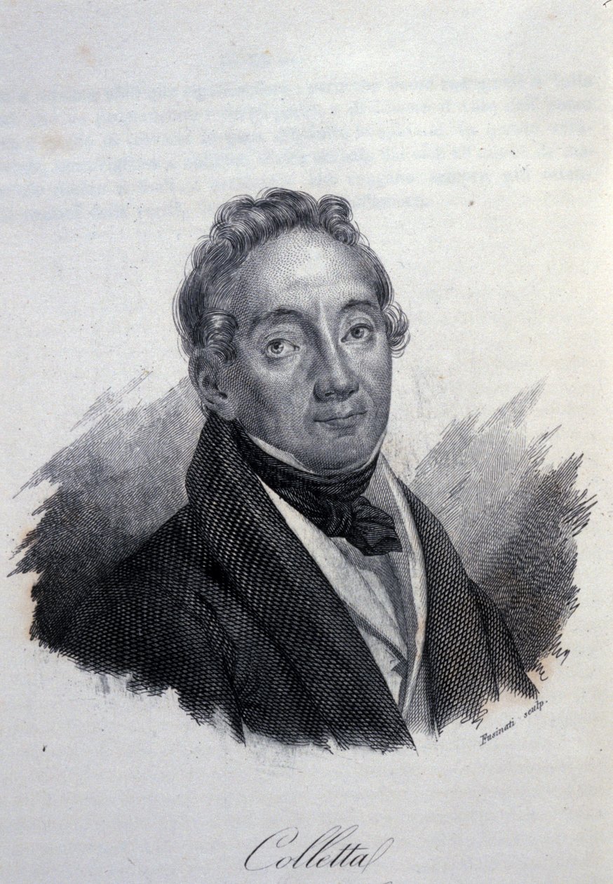 Portrét italského patriota a historika Pietra Colletty (1775-1831) Rytina 19. století od Unknown artist
