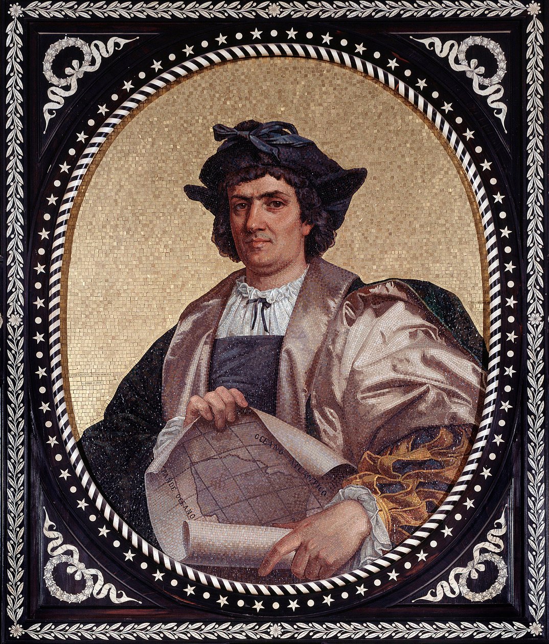 Portrét italského mořeplavce Kryštofa Kolumba (Christopher Columbus, Cristoforo Colombo, Cristobal Colon) (1451-1506) Mosaique od Unknown artist