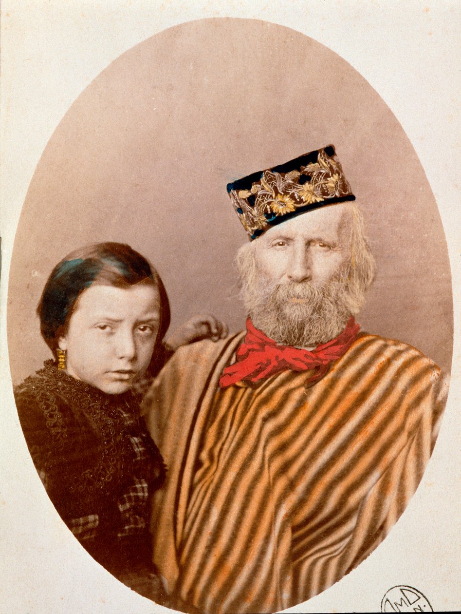 Portrét italského patriota a hrdinů Risorgimento Giuseppe Garibaldi (1807-1882) s dcerou Clelia (1867-1959), dcerou jeho třetí manželky Francescy Armosino od Unknown artist