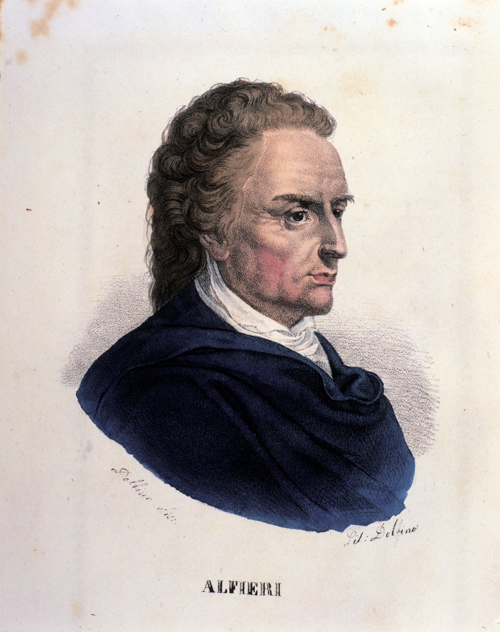 Portrét italského básníka a dramatika Vittoria Alfieriho (1749-1803) Rytina 19. století od Unknown artist