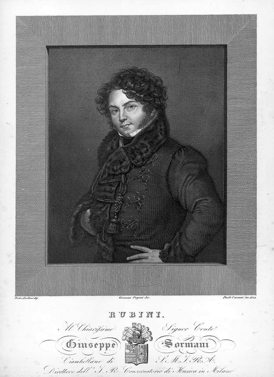 Portrét italského tenoristy Giovanniho Battisty Rubiniho (1794-1854) Rytina 19. stol. od Unknown artist