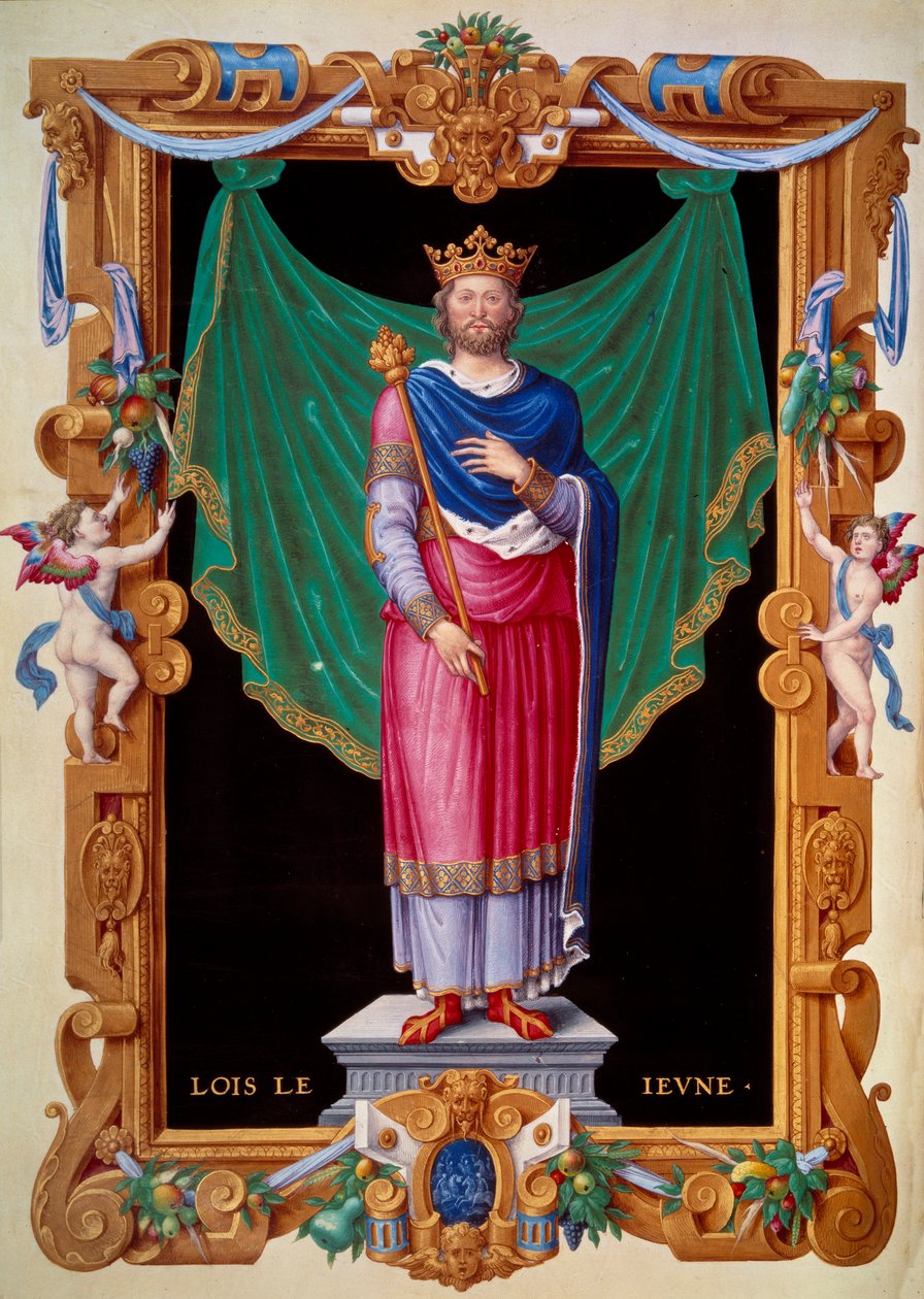 Portrét francouzského krále Ludvíka VII. mladého (1120-1180). Miniatura ve „Sbírce francouzských králů“ od Jean du Tillet od Unknown artist
