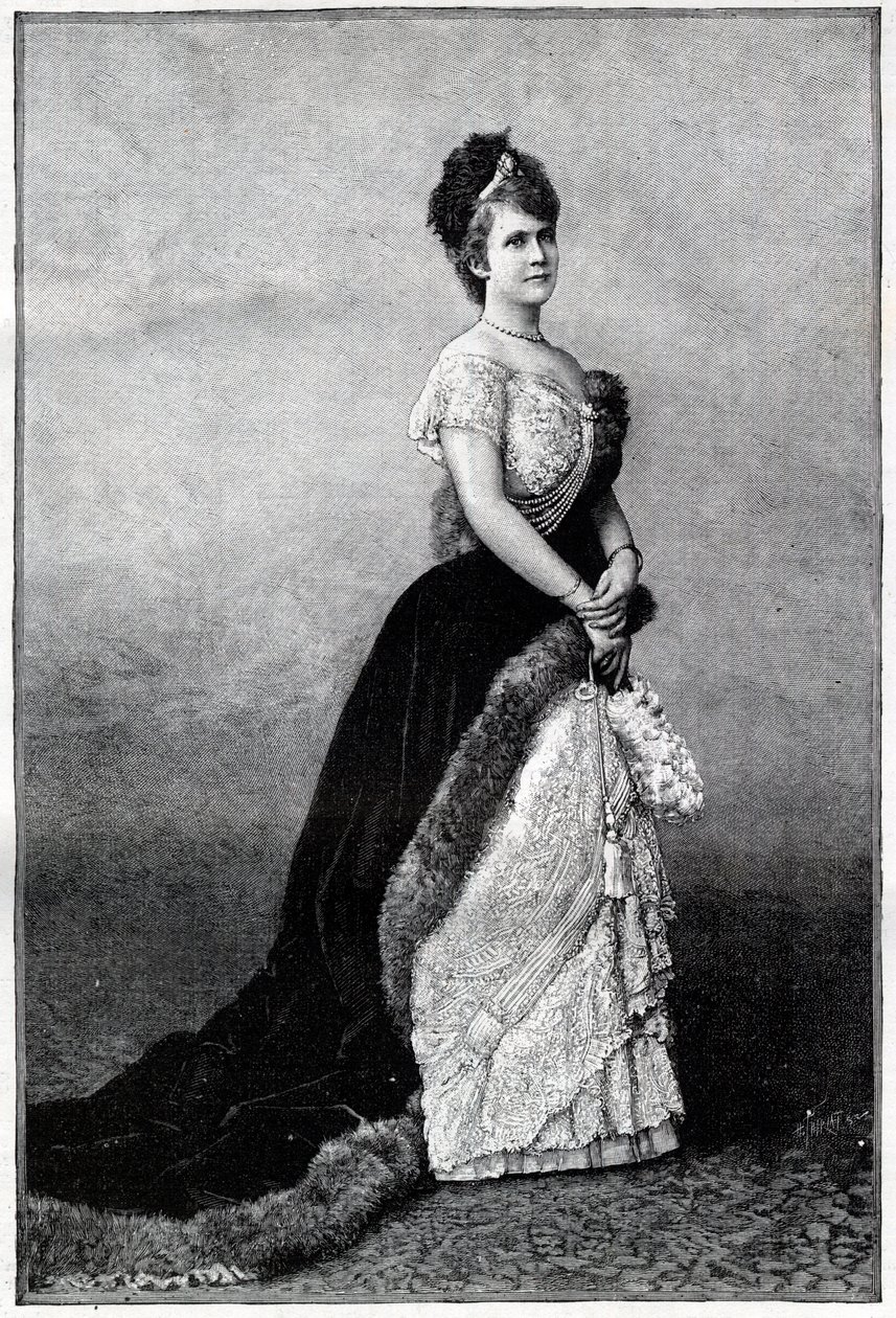 Portrét rumunské královny Elisabeth Pauline Ottilie Louise de Wied, známá jako Carmen Sylva (1843-1916), manželka krále Karla I. - Rytina z roku 1893 - Alžběta z Wied Rumunska, konec 19.-začátek 20. století - Portrét Alžběty ( 1843-1916), královna od Unknown artist