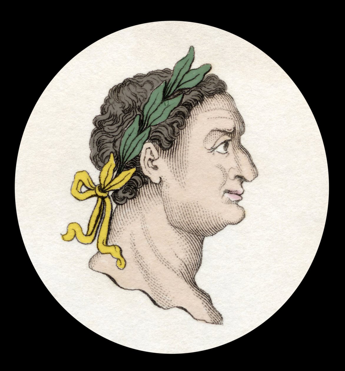 Portrét římského císaře Tita (39-81). (Titus Flavius Sabinus Vespasianus). Rytina 19. století. od Unknown artist