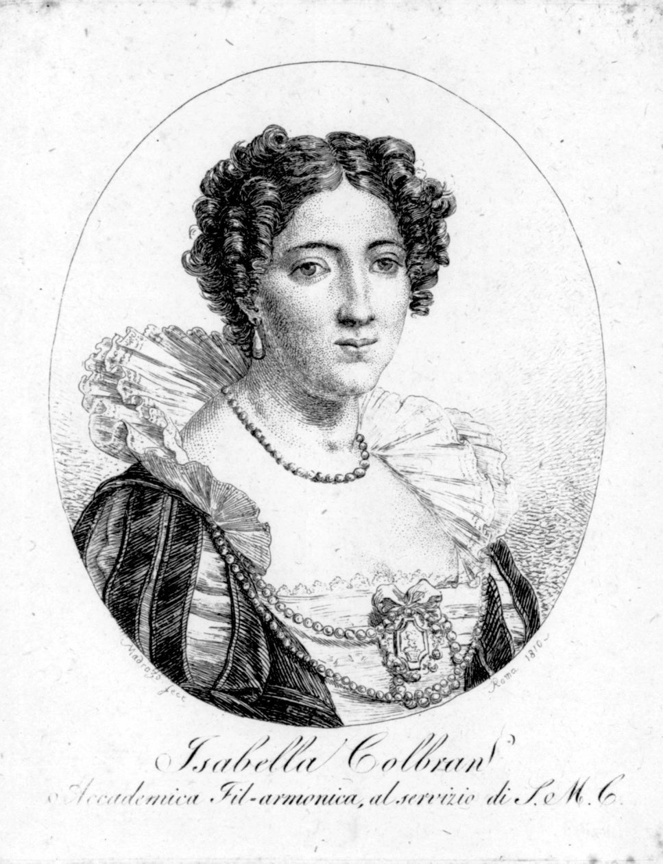 Portrét španělské zpěvačky Isabelle Colbranové (1785-1845) Rytina 19. stol. od Unknown artist