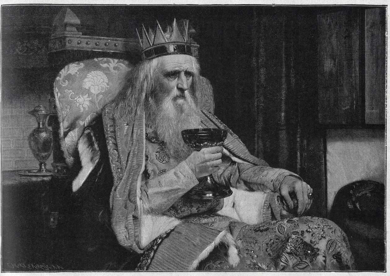 Portrét krále Thule z obrazu Van der Ouderaa. Gravírování „Le sun-du-dimanche““ od Unknown artist