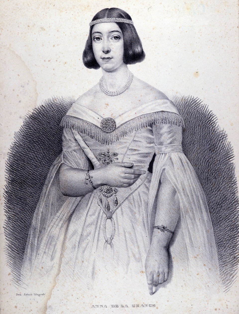 Portrét zpěvačky Anny de LA GRANGE (1824-1909). od Unknown artist