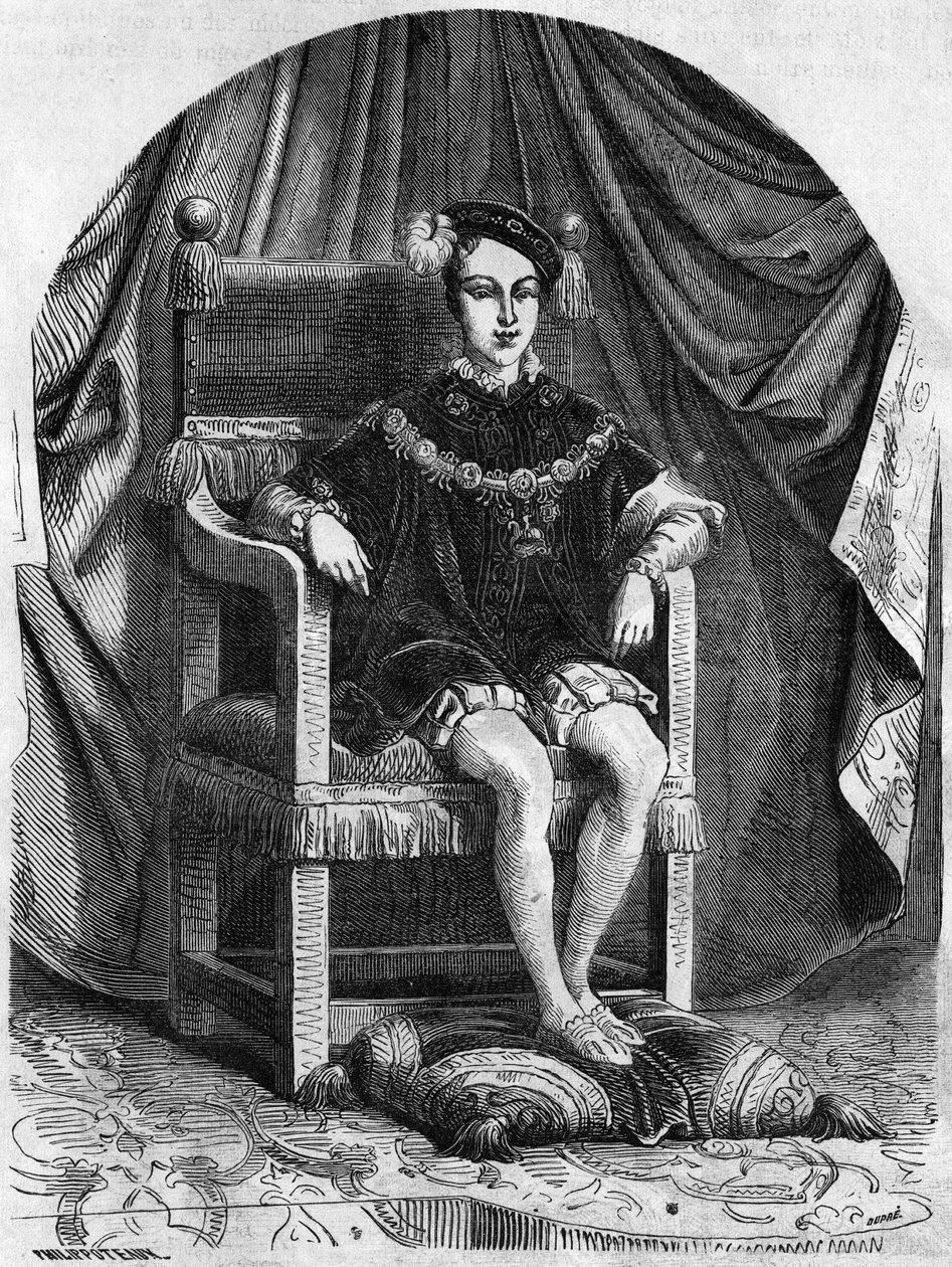 Portrét mladého krále Edwarda VI. Anglie a Irska (1537-1553), rytina z 19. století. od Unknown artist