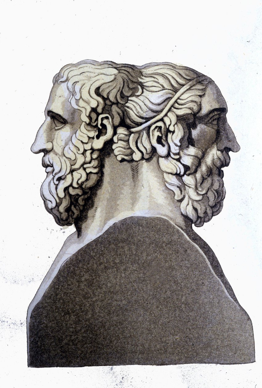 Portréty Homéra (9. století př. n. l.) a Archiloque (712 př. n. l. - 648 př. n. l.), řeckých básníků. od Unknown artist