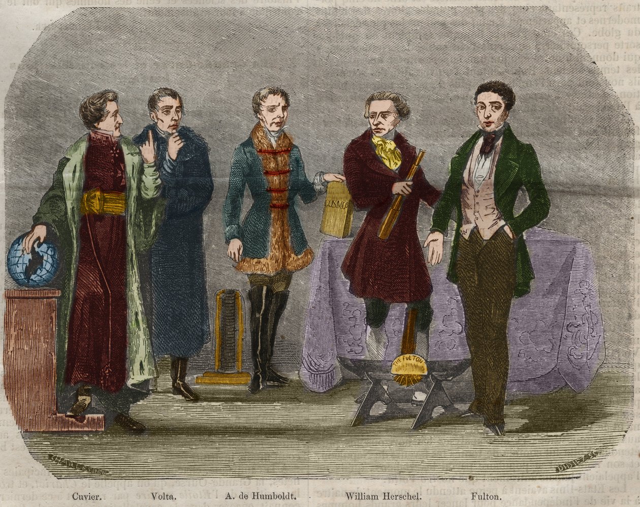 Portréty vědců Georges Cuvier (1764-1832), Alessandro (Alexandre) Volta (1745-1827), Alexander Von Humboldt (Alexandre de Humboldt od Unknown artist