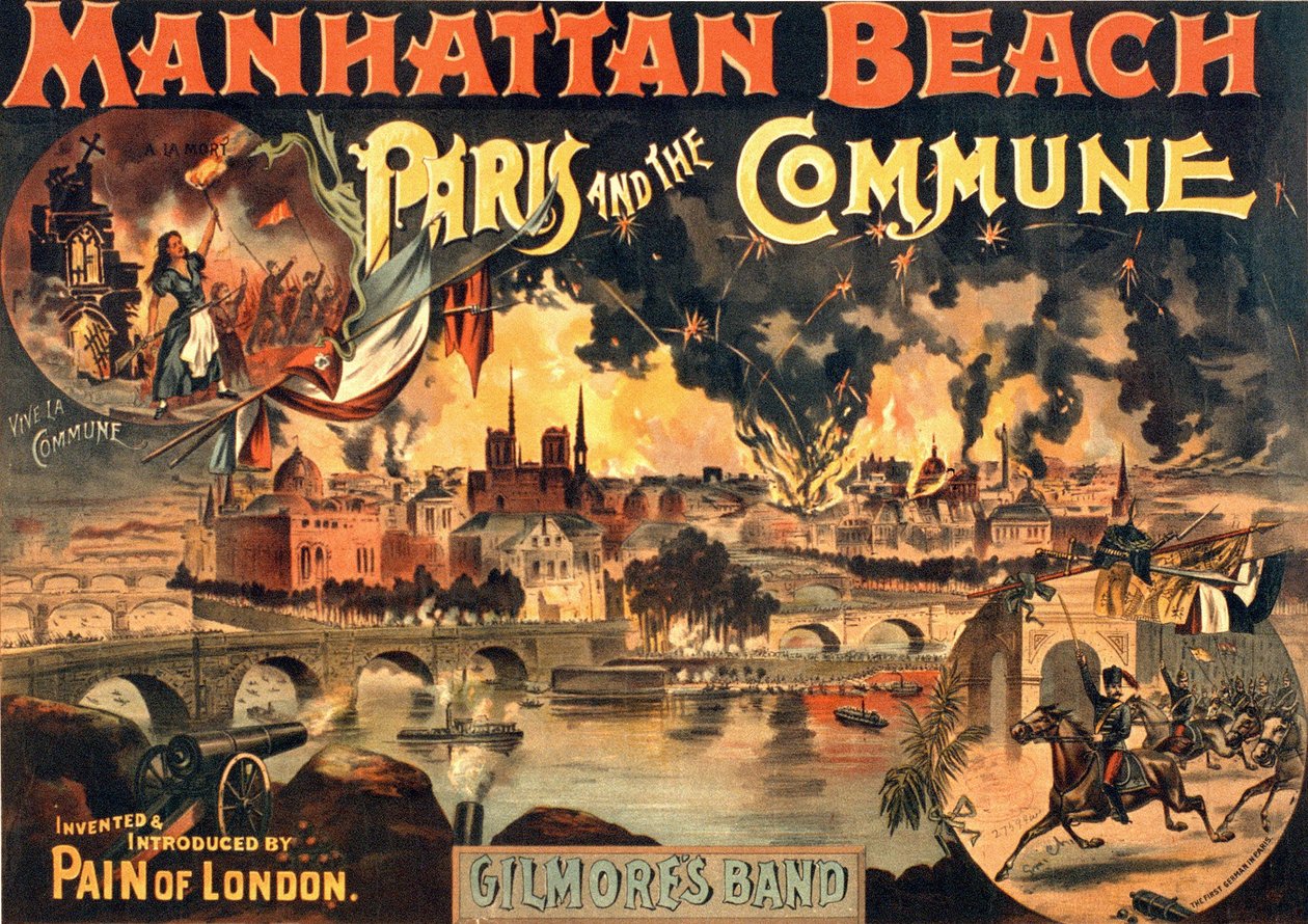 Plakát show „Paris et la Commune“ na Manhattan Beach od Gilmores Band, sd. kolem roku 1891. od Unknown artist