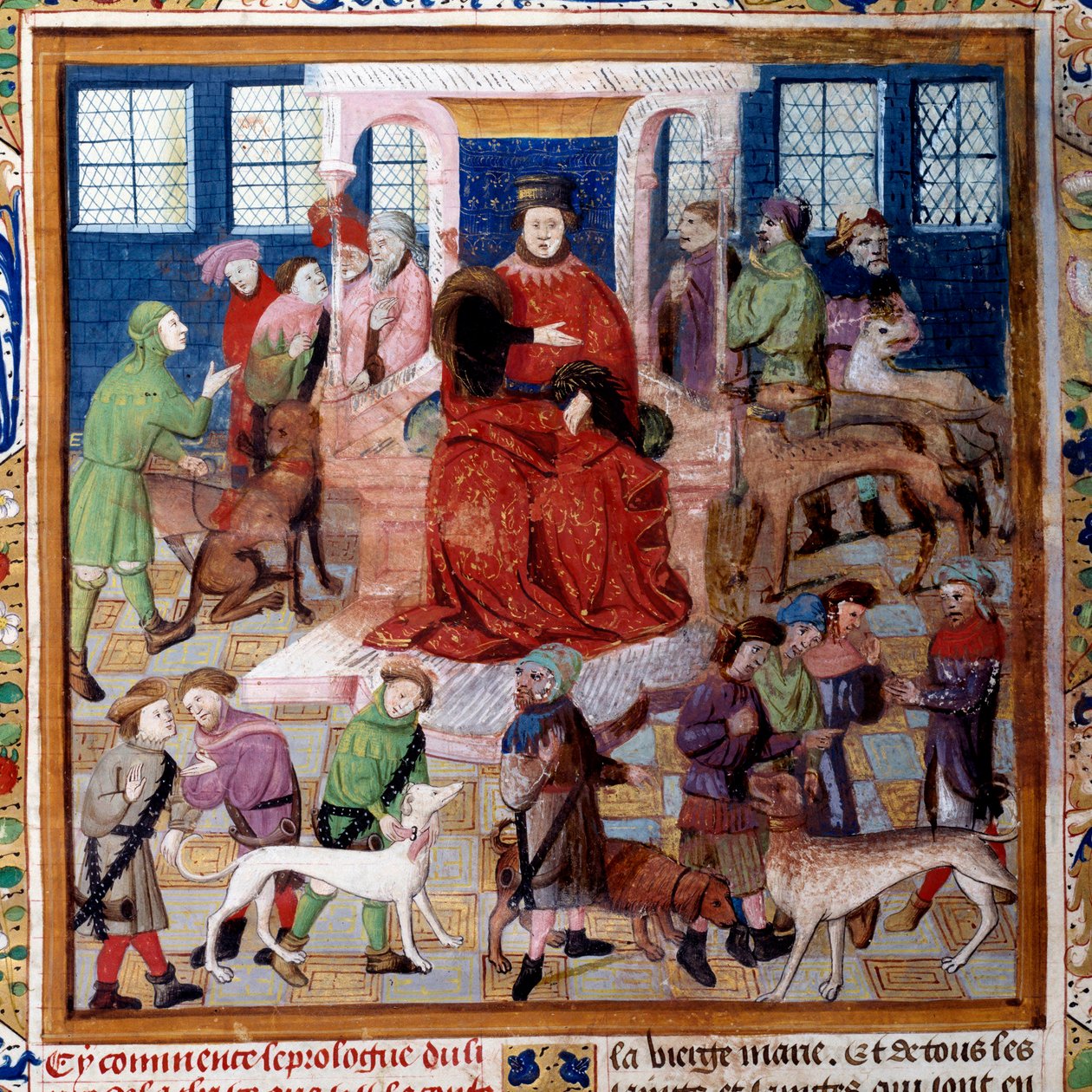 Představení psů miniaturě hraběte z Foix z „Knihy lovu“ od Gastona III. Phoebuse, hraběte z Foix, pána z Bearnu (1331-1391) od Unknown artist
