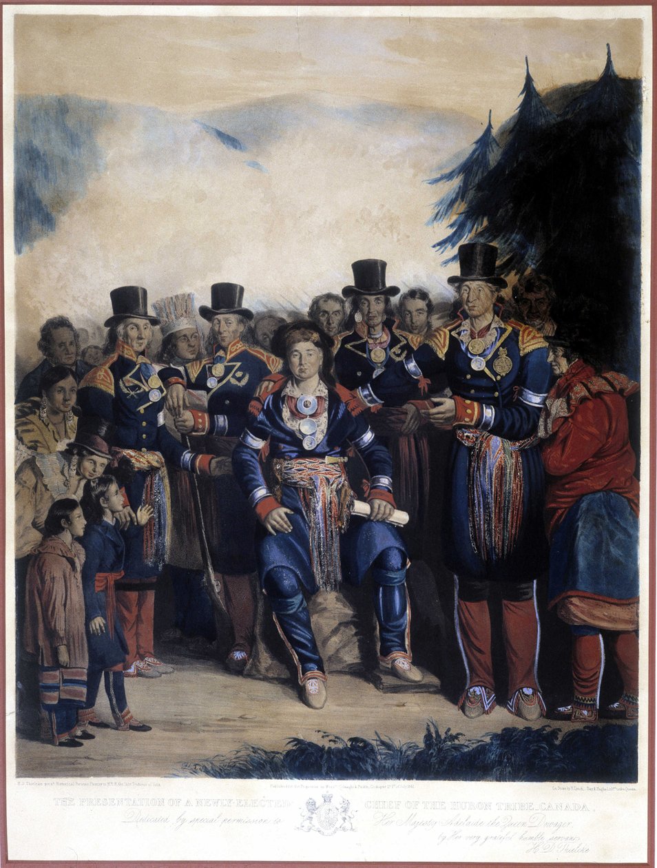 Prezentace nově zvoleného náčelníka Huronských indiánů Kanady od Unknown artist