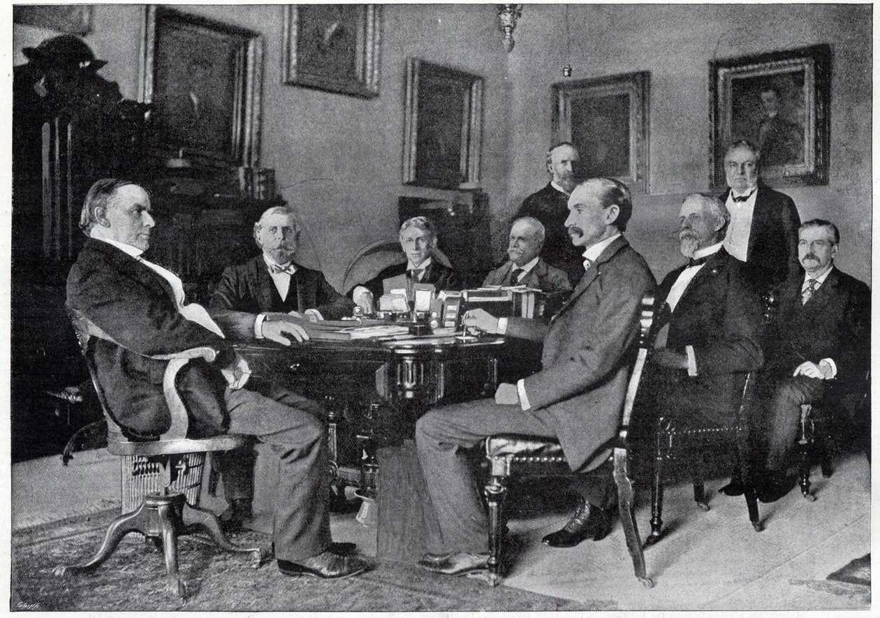 Prezident McKinley a jeho kabinet v Bílém domě od Unknown artist