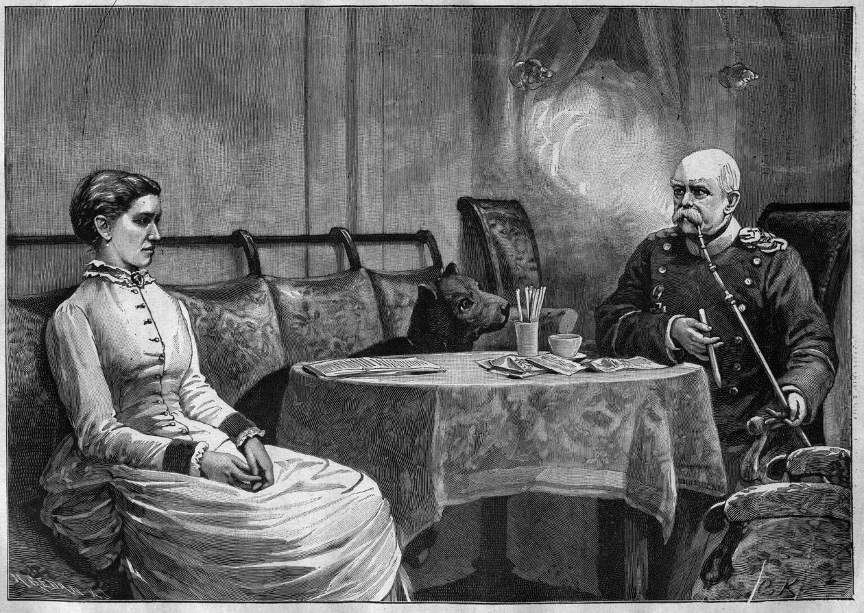 Princ Otto von Bismarck (1815-98) a jeho manželka Johanna (1824-94) - rytina 1887 od Unknown artist