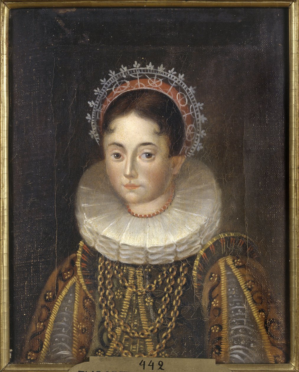 Princesse Elisabeth de Suede, vévodkyně choť de Mecklembourg Gadebusch - Portrét princezny Alžběty Švédské (1549-1597), vévodkyně z Mecklenburgu, Anonym. Olej na plátně. Rozměr: 28 x 22 cm. Národní muzeum Stockholm od Unknown artist