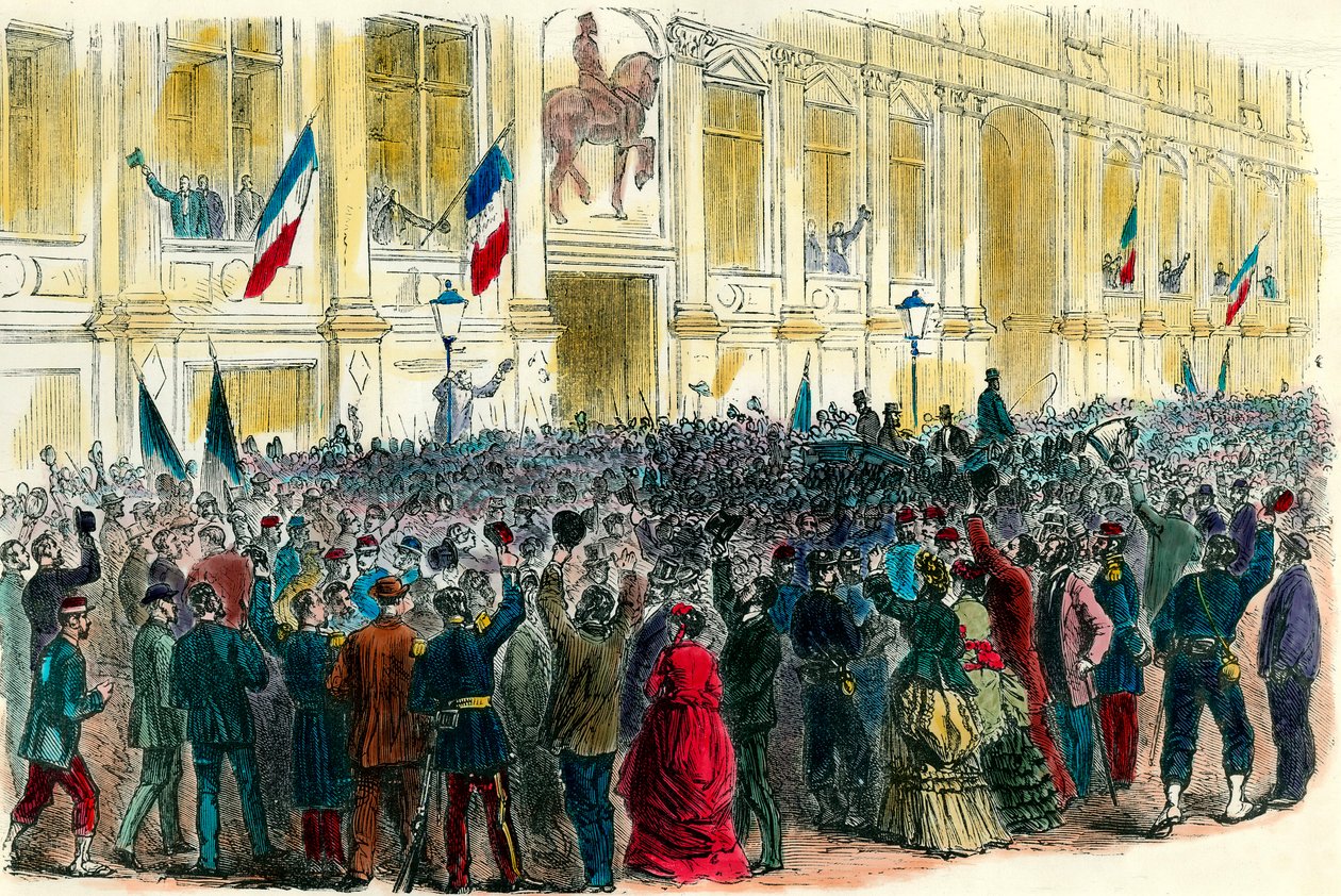 Vyhlášení třetí republiky na pařížské radnici 4. září od Unknown artist